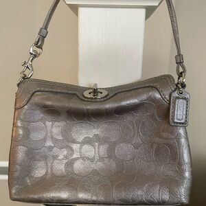 Coach Metallic Silver Shoulder Bag
